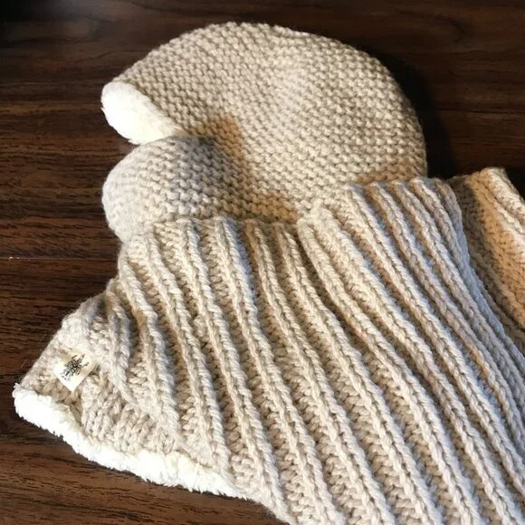 NEW Nirvanna Designs Fleece Lined Hooded Balaclava Hat 100% Wool Unisex Ivory Fleece-lined Balaclava - White - Kids | H&M US main image 4